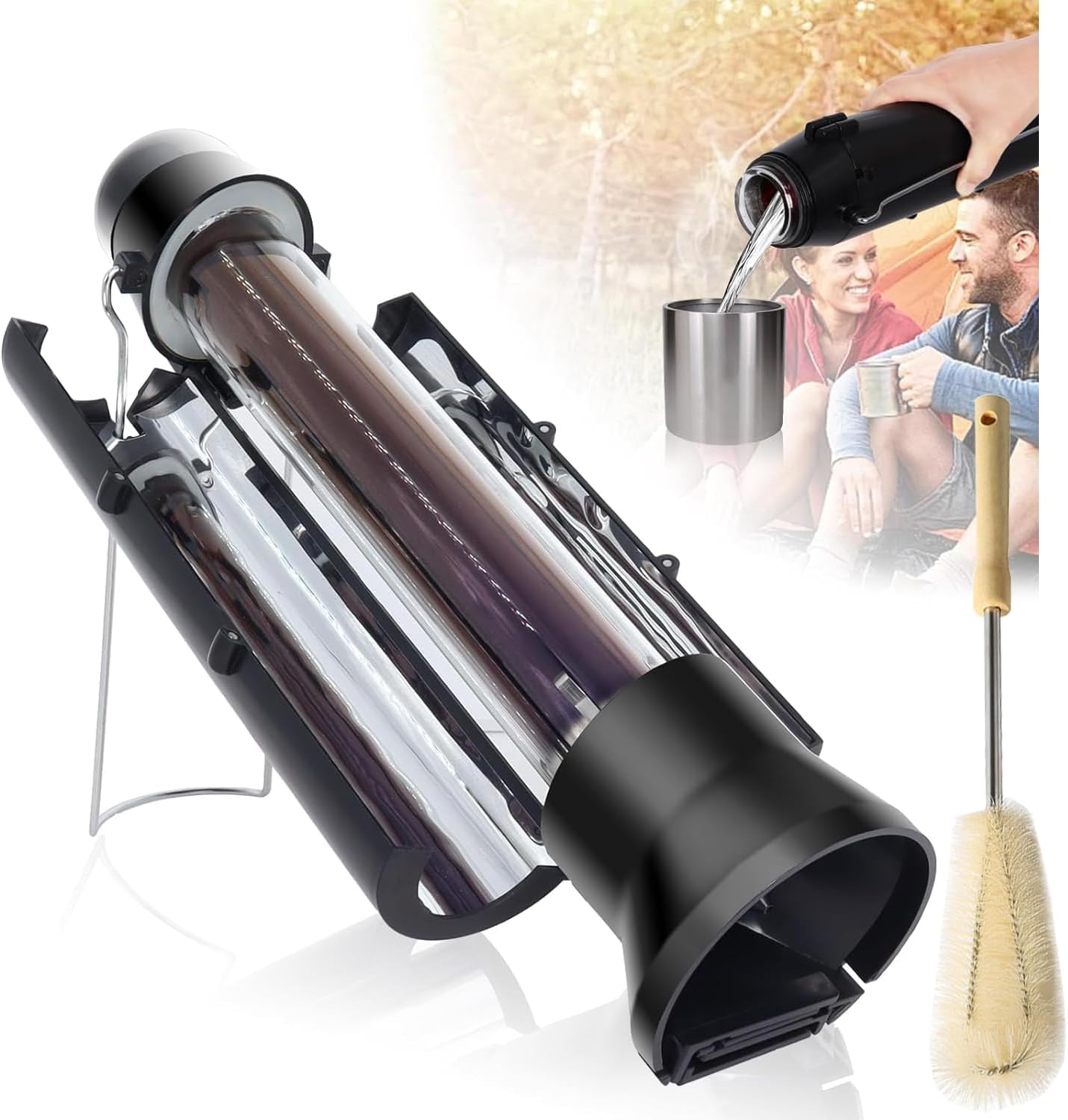 Solar Water Heater Distiller Sun Kettle for Camping Water boils, Portable Thermos Solar Thermal Flask for Hunting, Home, 16.9oz Survival Gear  Backpacking